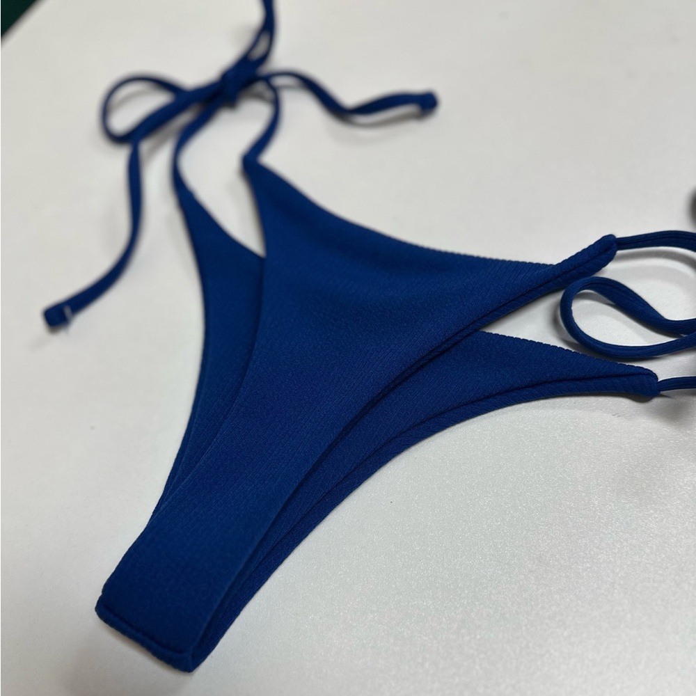 Blue Ribbed Bikini Bottom